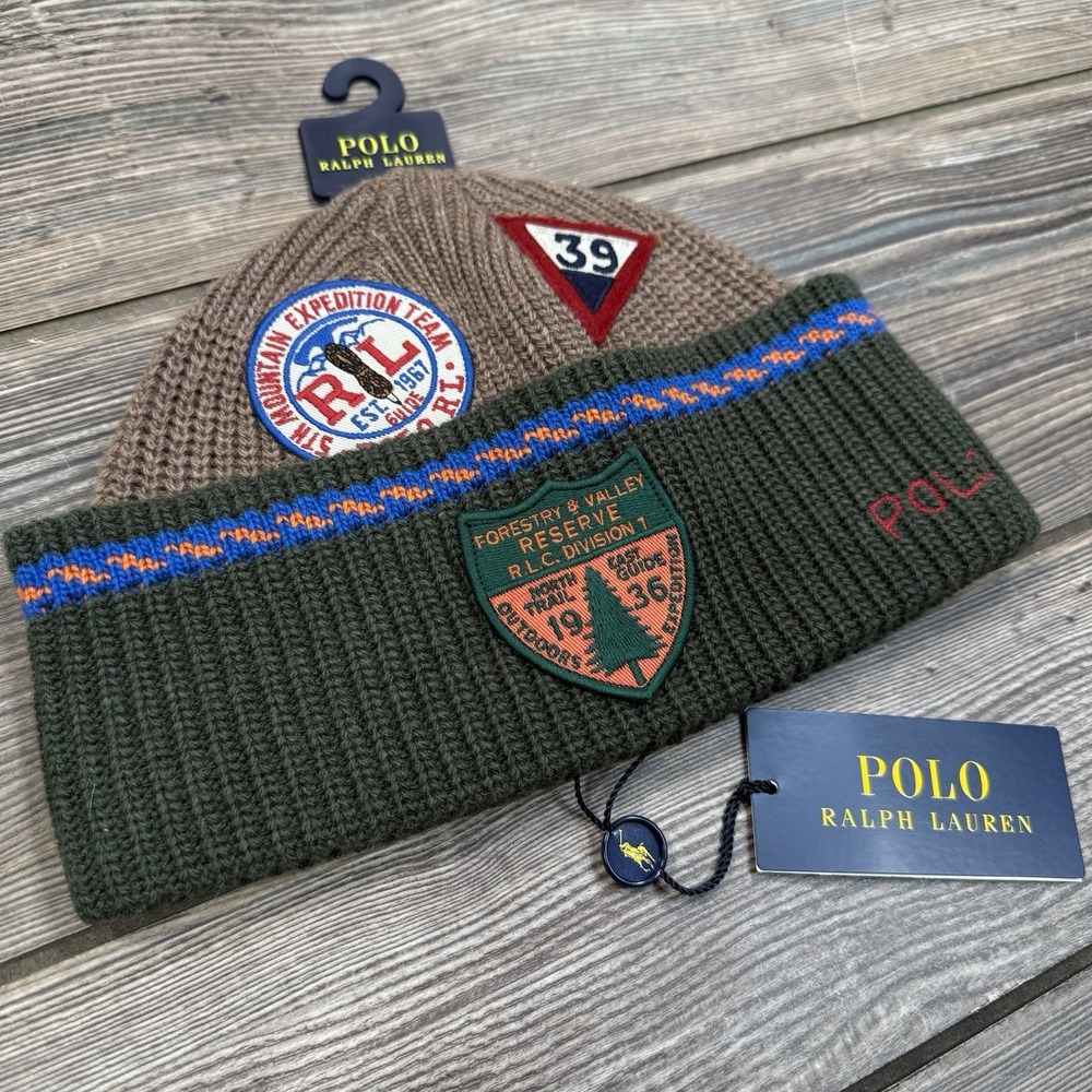 Polo Ralph Lauren Forestry Outdoors Mountain ‎ Expedition Patch Beanie Green NEW